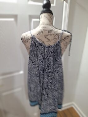 Navy Printed Spaghetti-Strap Summer Blouse